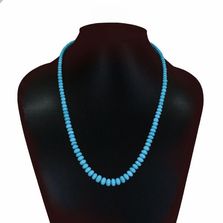 Turquoise (Arizona Natural) 3mm to 9mm Smooth Rondelle Beads Necklace (21 Inch)