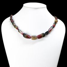 Multi Tourmaline Smooth Tumble / Nugget Beaded Necklace