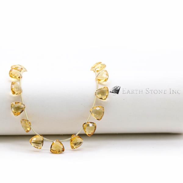 Earth Stone Inc 8 Inch of Certified 6x4mm to 8x6mm Citrine Drops Faceted Gemstone Beads with Side Drill available at Huge Discounted Price
