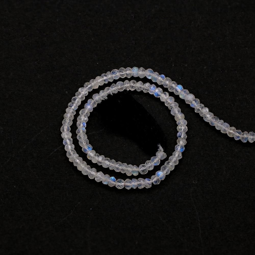 Natural Rainbow Moonstone 4mm to Rondelle Faceted Beads| My