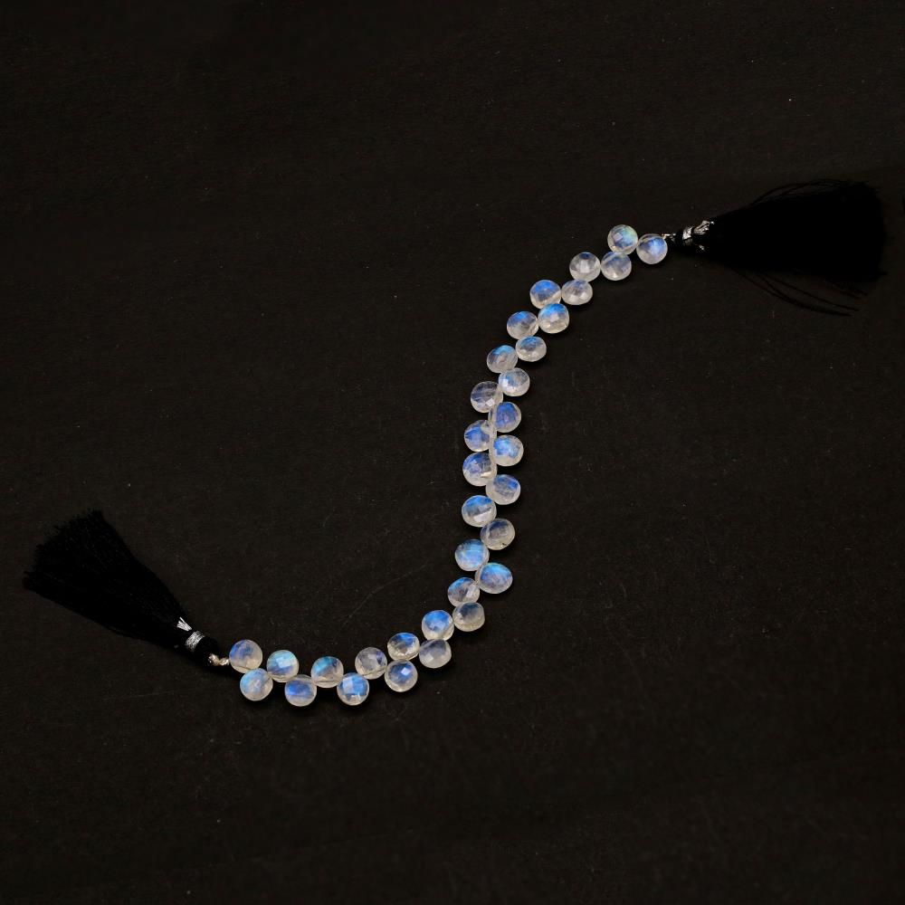 Rainbow Moonstone Beads, Faceted Coin