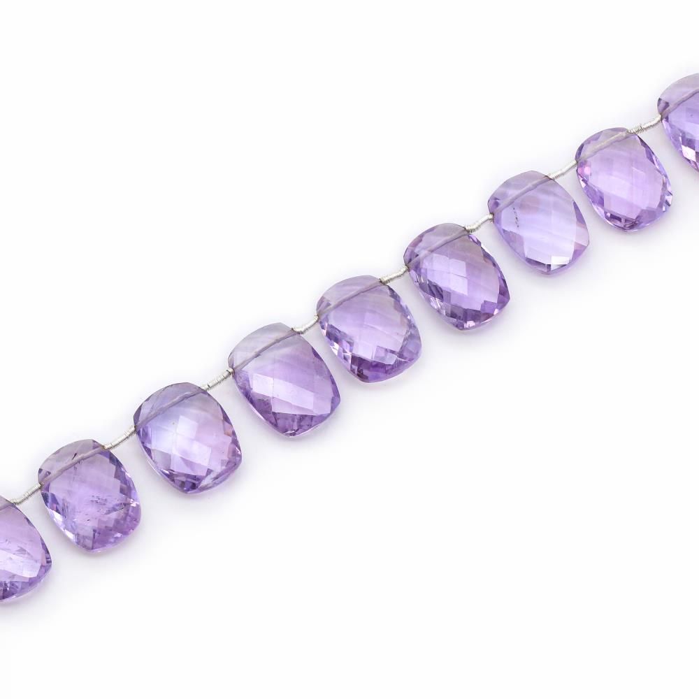 Amethyst (Brazilian) 14x10mm To 15x12mm Elongated Cushion Faceted Beads (9 Inch)