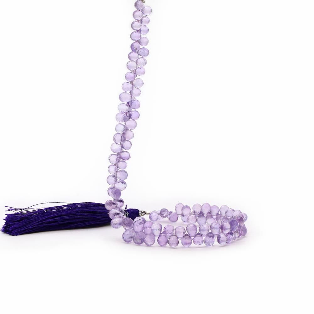 Amethyst (Brazilian) 5x3mm to 6.50x4.50mm Drops Faceted Beads (8 Inch)
