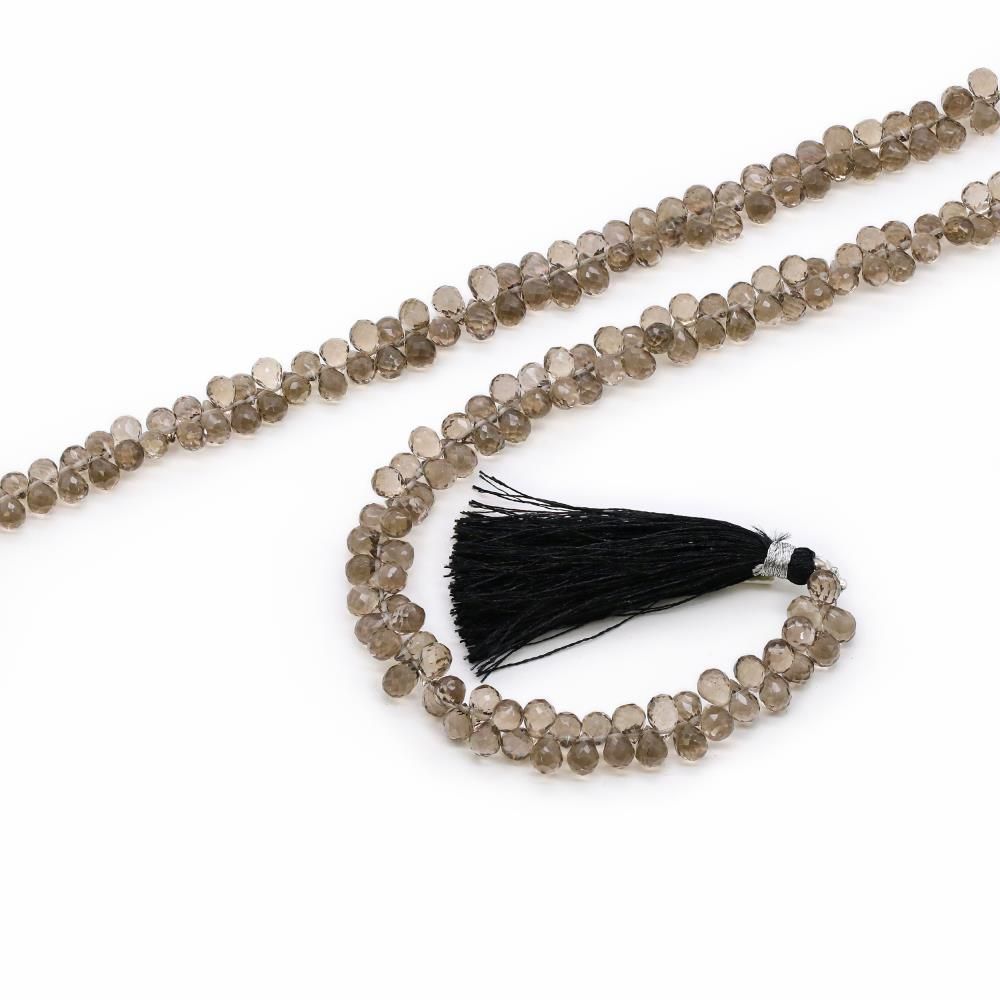 Smoky Quartz 5x3mm to 6.50x4.50mm Drops Faceted Beads (8 inch)