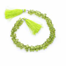Peridot 6x4mm to 7x5mm Drops Faceted Beads (10 Inch)