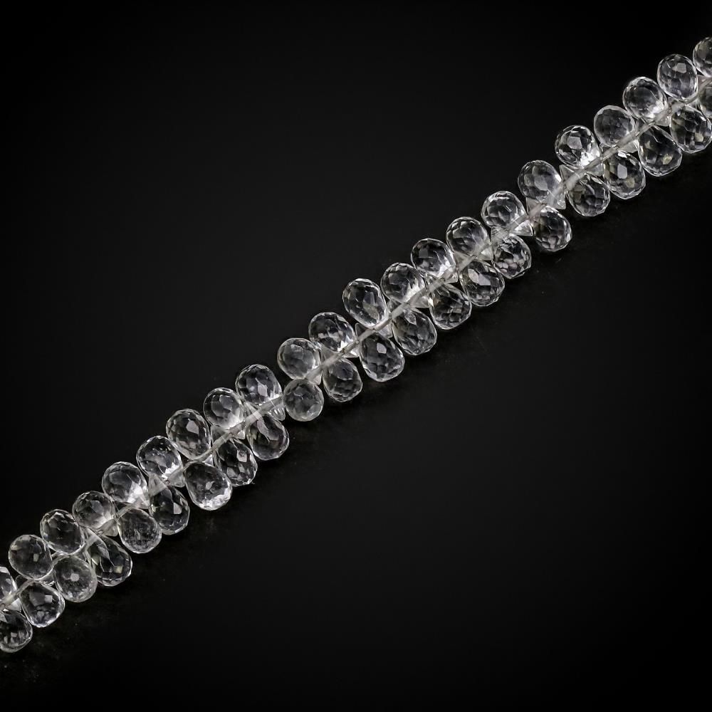 Crystal / White Quartz 4x3mm to 8x5mm Drops Faceted Beads (8 Inch)