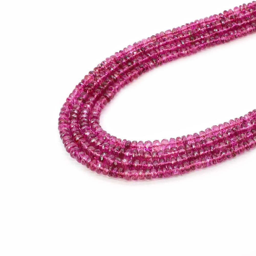 Rubellite Tourmaline 2.50mm to 4.50mm Rondelle Faceted Beads 16 Inch