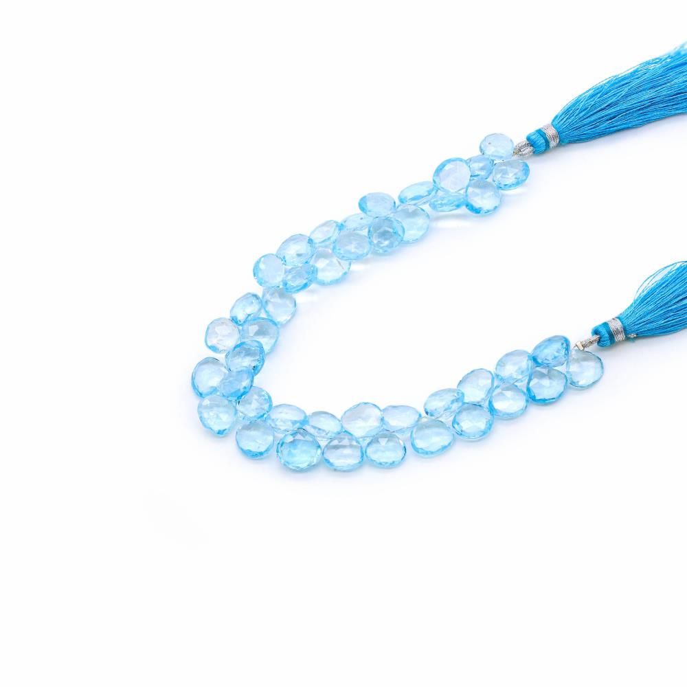 Sky Blue Topaz 7mm to 10mm Heart Shape Faceted Beads String My