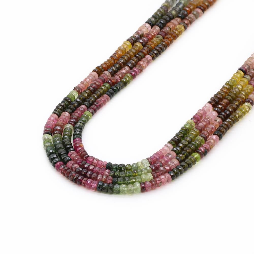 Multi Tourmaline 4.50mm to 6mm Cushion Faceted Beads for Jewelry