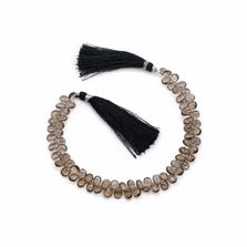 Smoky Quartz  6x4mm to 8x6mm Pears Faceted Beads (8 Inch)