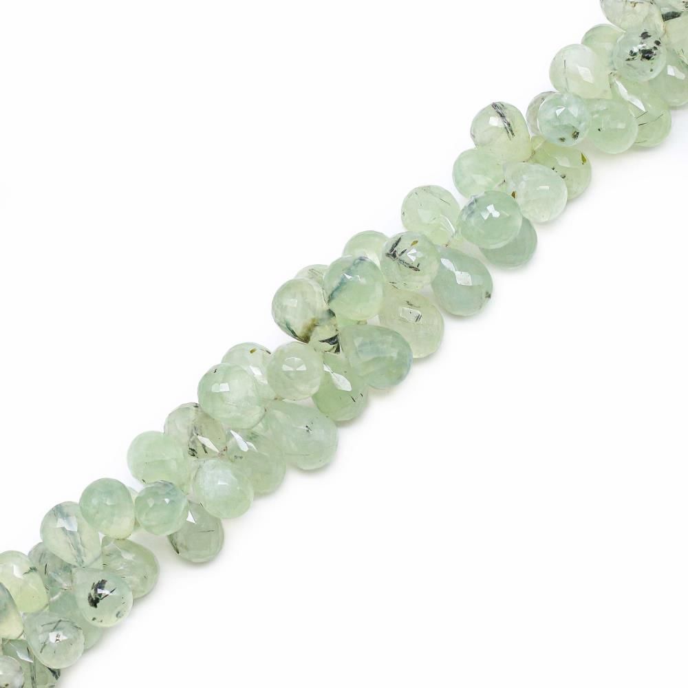 Prehnite 8x6mm to 14x9mm Drops Faceted Beads (8 Inch)