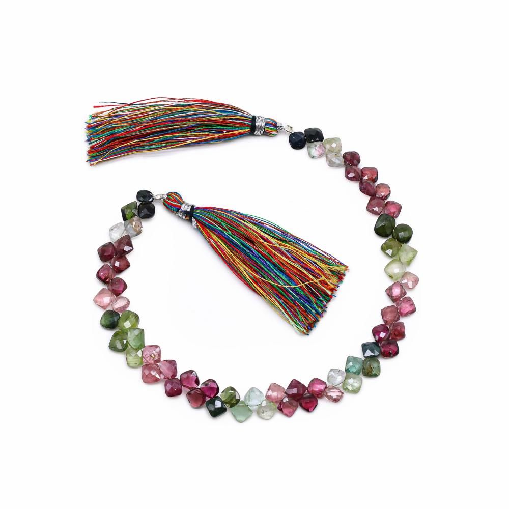 Multi Tourmaline 4.50mm to 6mm Cushion Faceted Beads for Jewelry