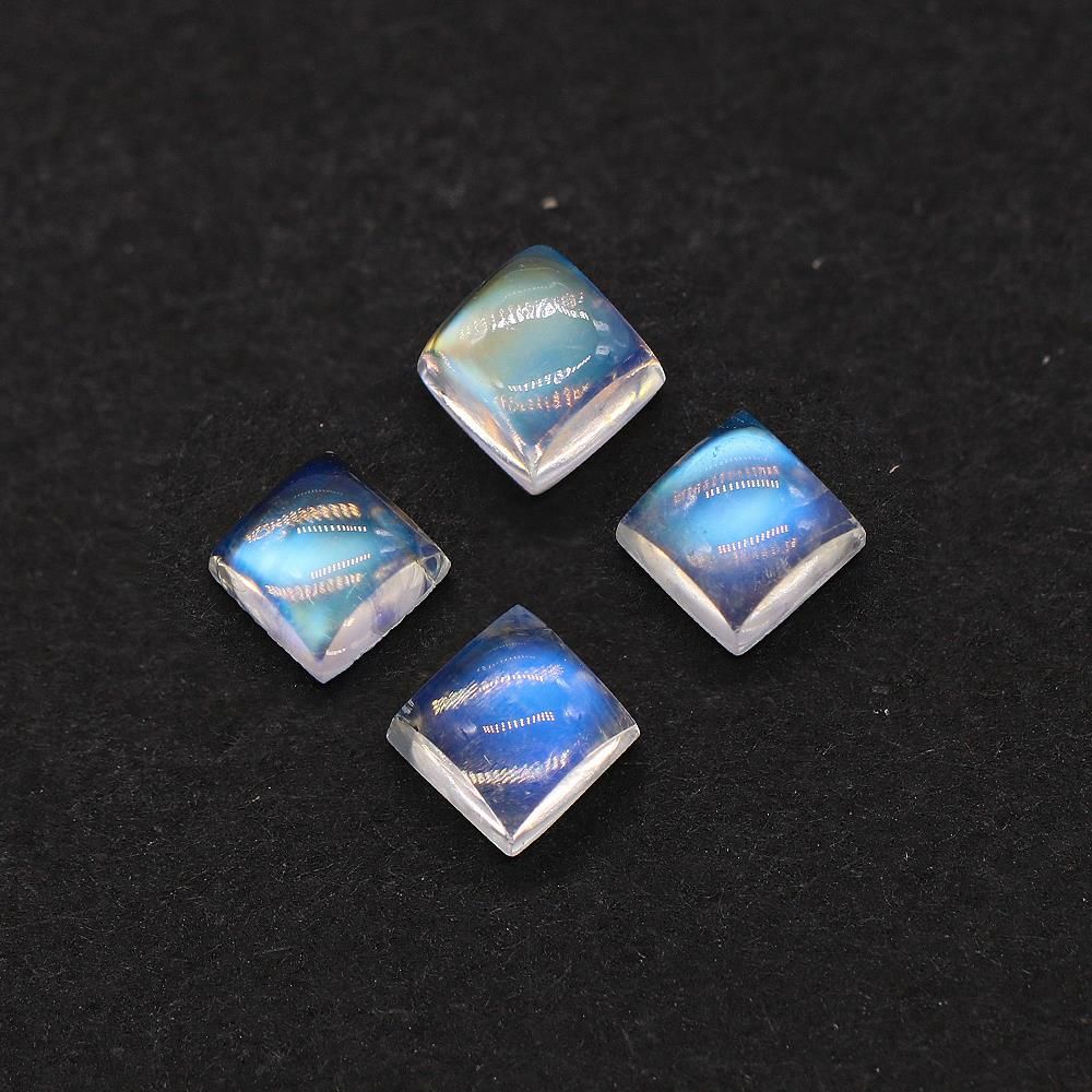 Rainbow Moonstone / White Labradorite 4mm and 5mm Square Cabochon (Eye Clean / Loop Clean)