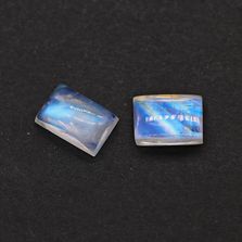 Rainbow Moonstone / White Labrdaorite 11x9mm and 12x8mm Baguette Cabochon (Eye Clean / Loop Clean)