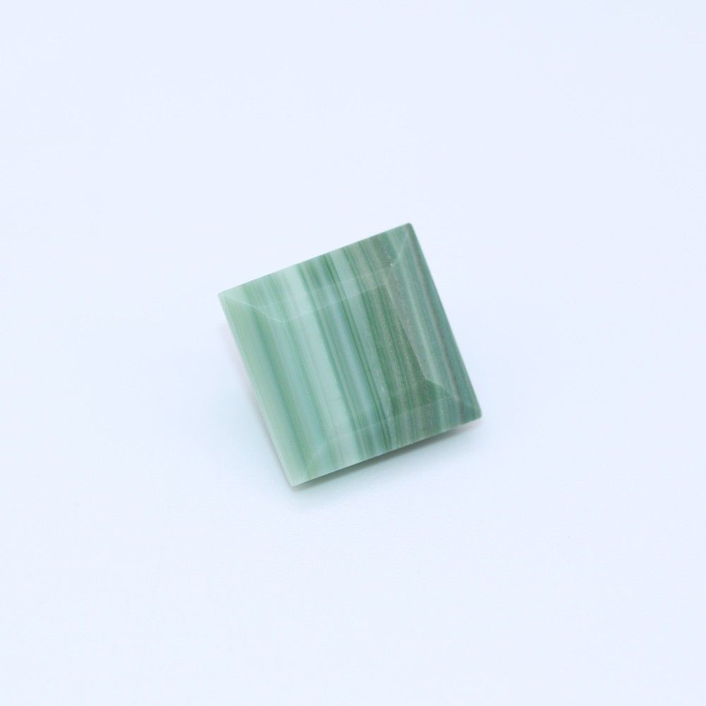 Green Chalcedony (Striped) Square Faceted Gemstone | My