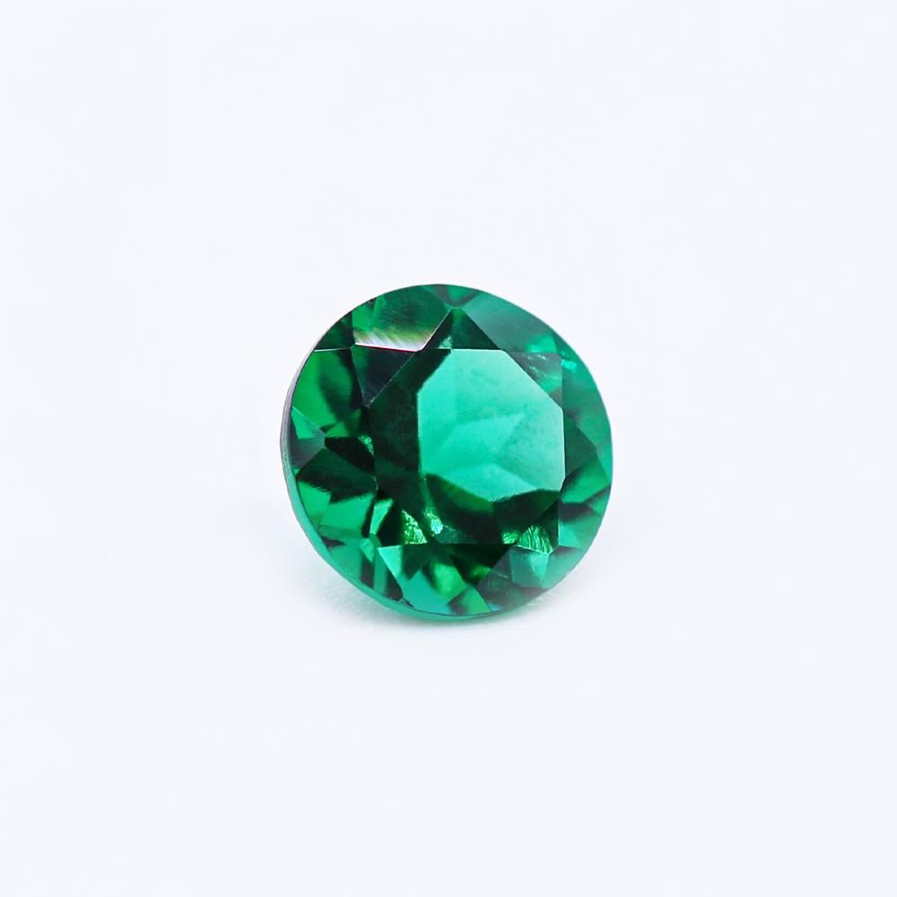Created Emerald (Zambian Color) Round Faceted Gemstone | My