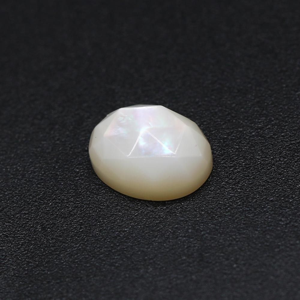 Certified Mother of Pearl Shell Oval Faceted Cabochon My Earth Stone