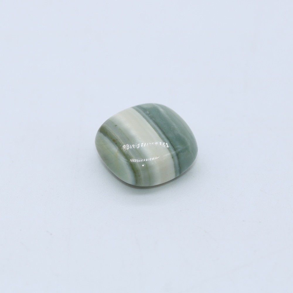 Green Striped Agate Smooth Cushion Briolette Opaque Gemstone My Earth Stone