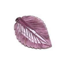 Purplish Pink Tourmaline 46x33.50mm Carved Leaf