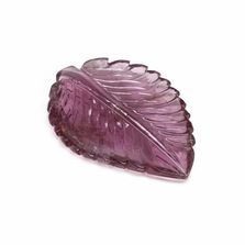 Purplish Pink Tourmaline 46x33.50mm Carved Leaf