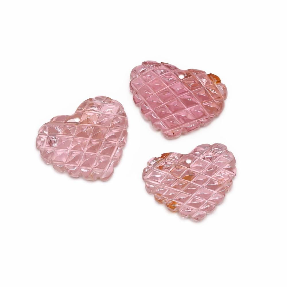 Loose Heart Shape Pink CZ Gemstone Cubic Zirconia October Birthstone