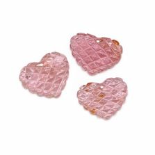 Pink Tourmaline 14.50x11.50mm to 15x11.50 Carved Heart Shape Briolette