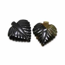 Black and Green Tourmaline 14x13.50mm and 14.50x14.50 Carved Betel Leaf