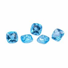 Swiss Blue Topaz 8mm and 9mm Cushion Checkerboard