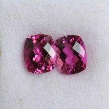 Pink Tourmaline Elongated Cushion Checkerboard Pair