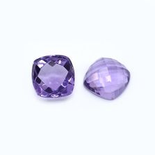 Amethyst (Brazilian) 10mm Cushion Faceted Cab (Checker Cut) (Medium Color)