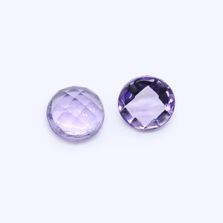 Amethyst (Brazilian) 8mm Round Faceted Cab (Checker Cut) (Slightly Dome) (Light Color)