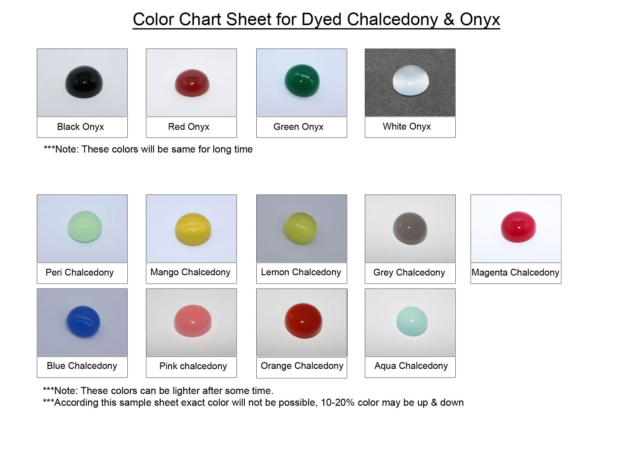 Chalcedony Stone Color Chart By Earth Stone Inc My Earth Stone