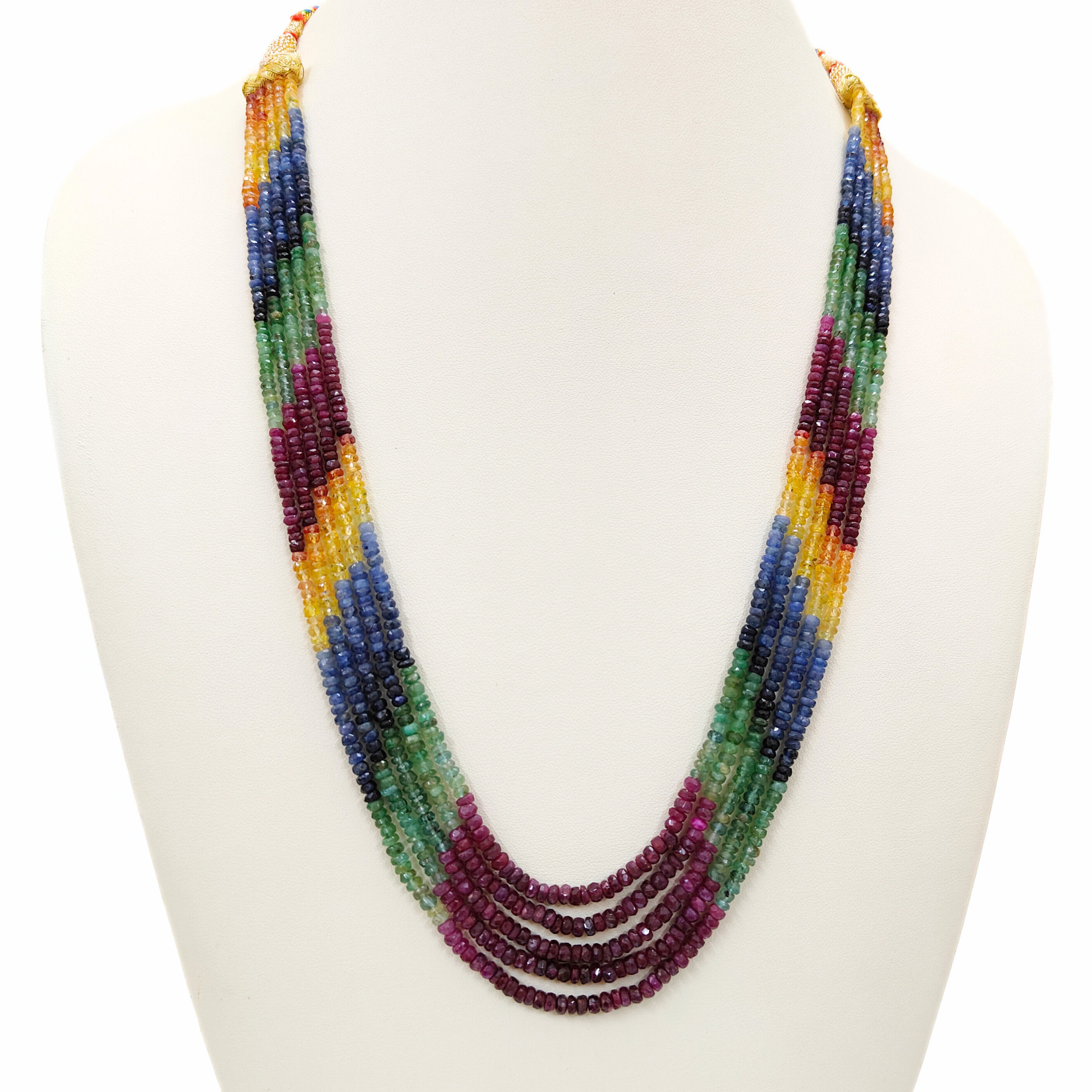 Natural Emerald, Ruby, Sapphire Gemstone Beaded Necklace My