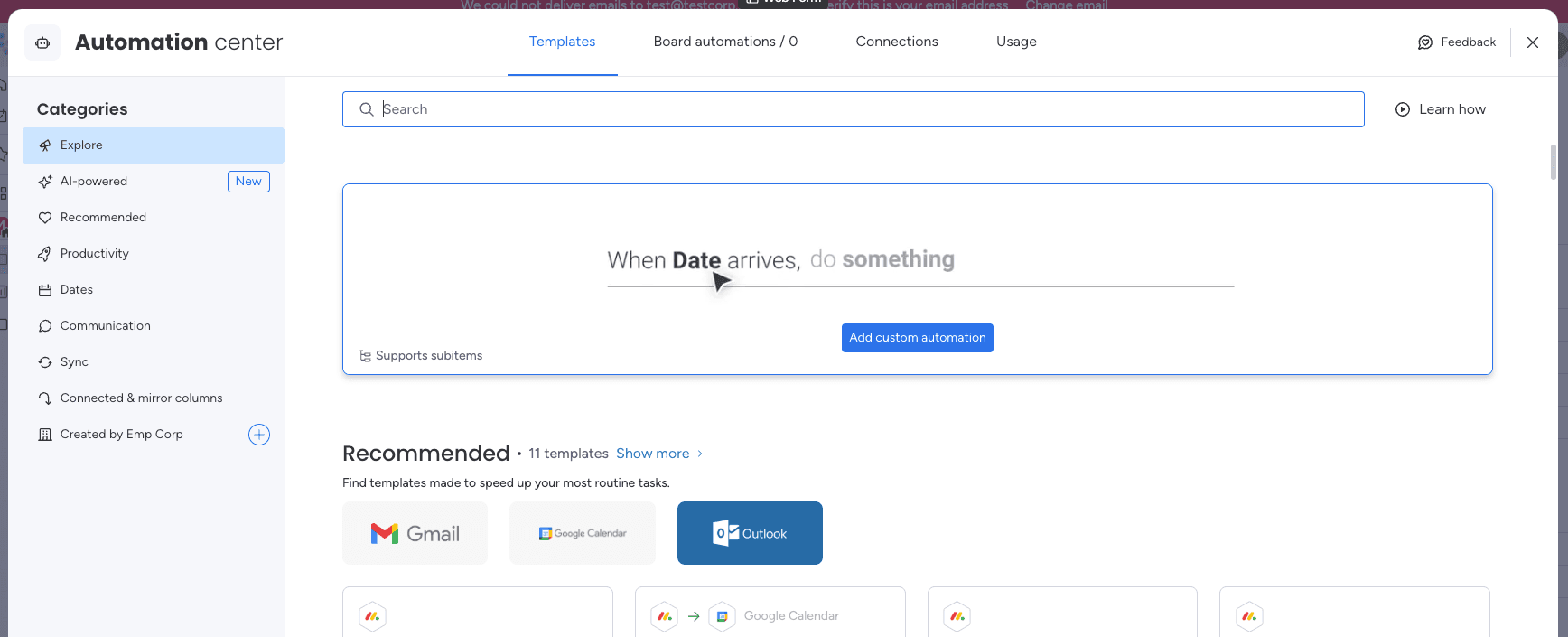 AI assistance module in Monday.com
