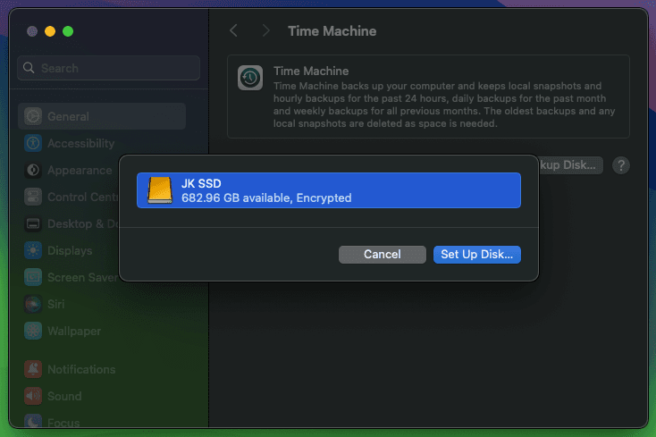 How to Add backup disk to time machine