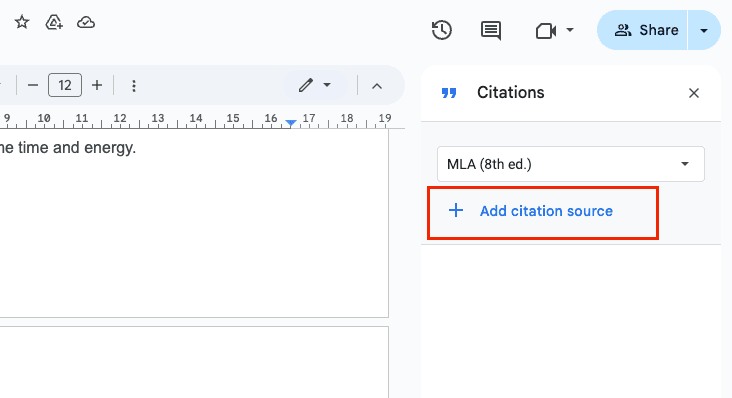 Add citation to google doc