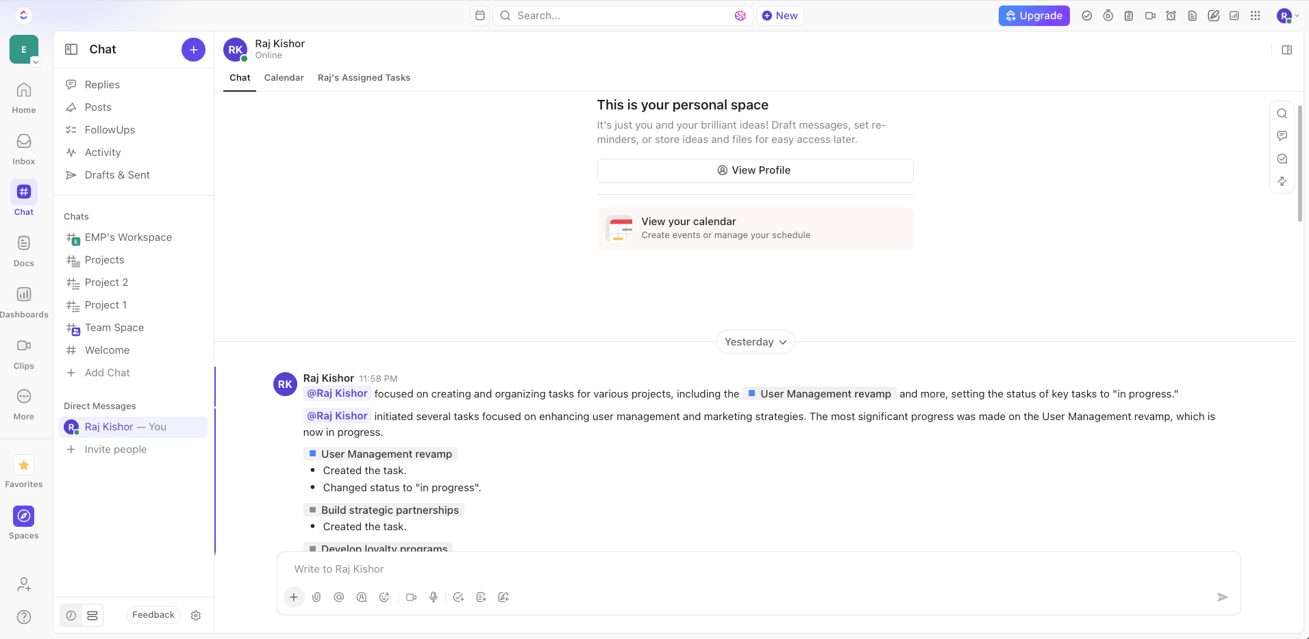 ClickUp Chat feature