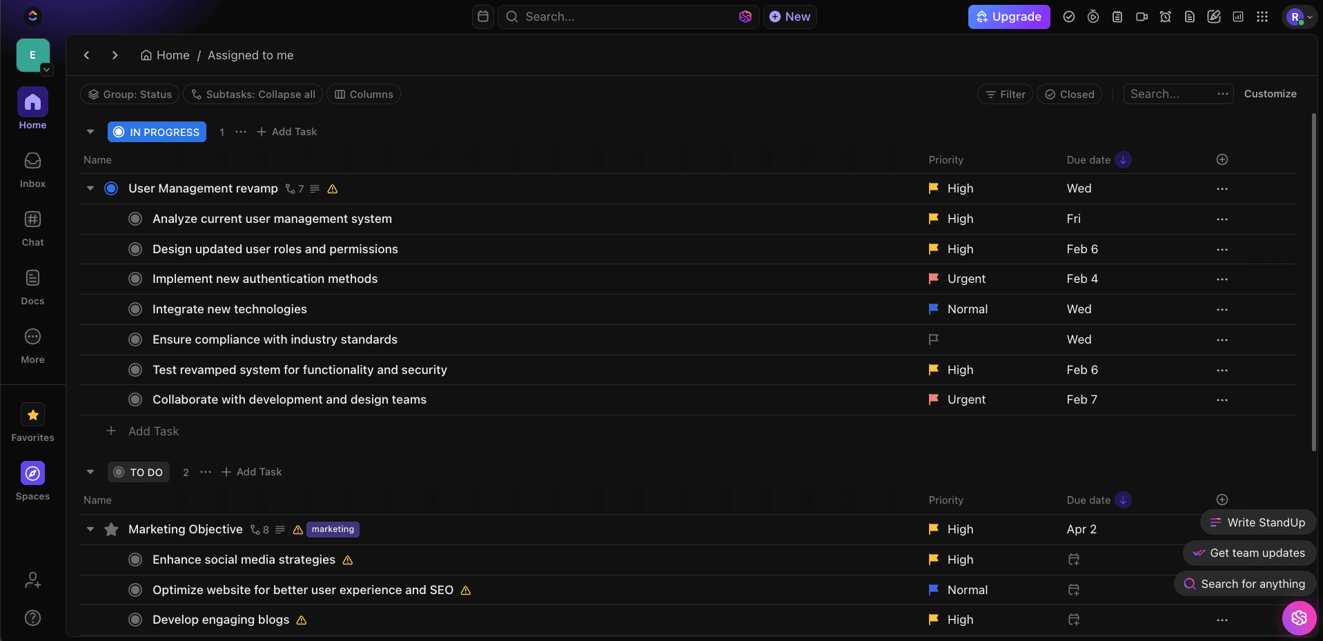 ClickUp Dark Mode