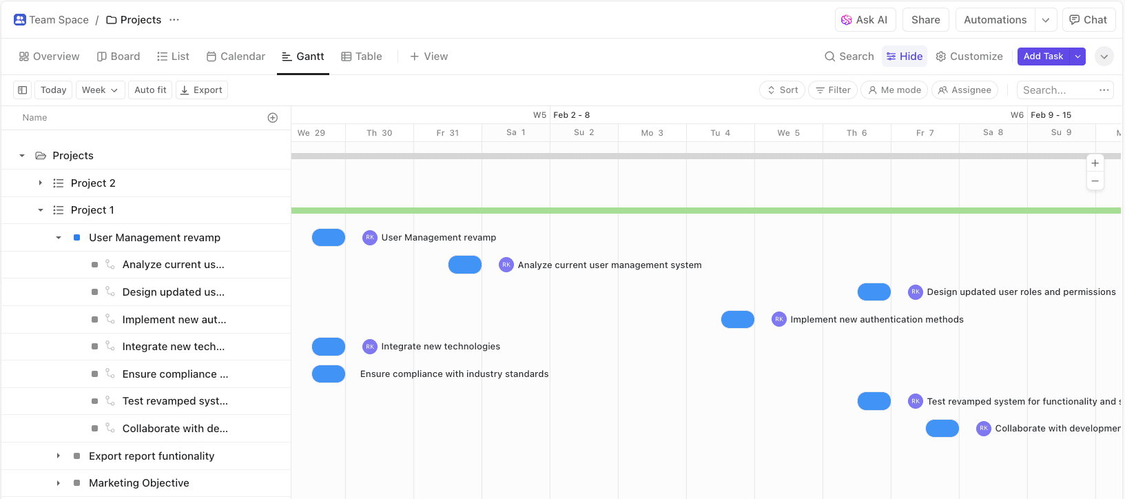 ClickUp Gantt Chart