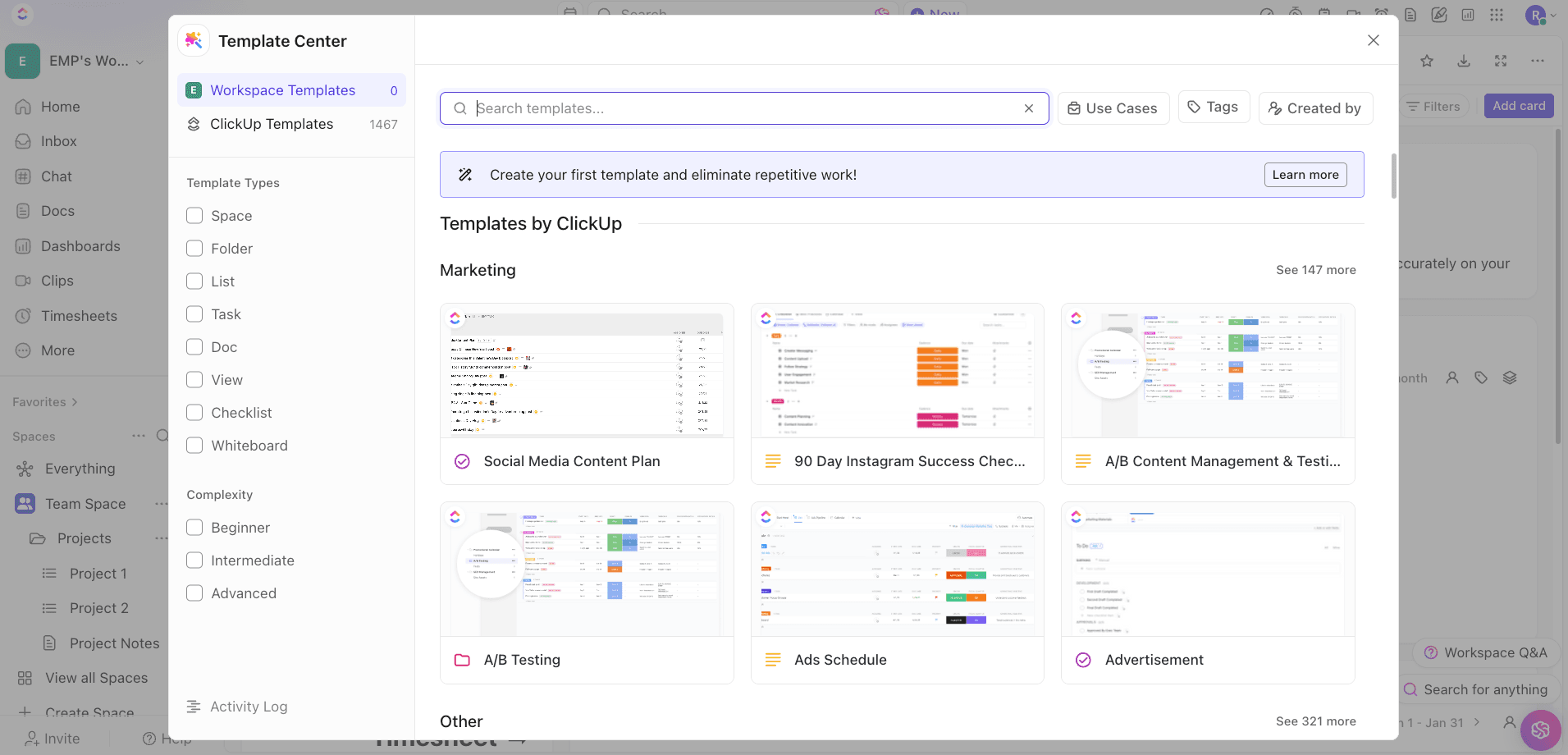 ClickUp Template Center