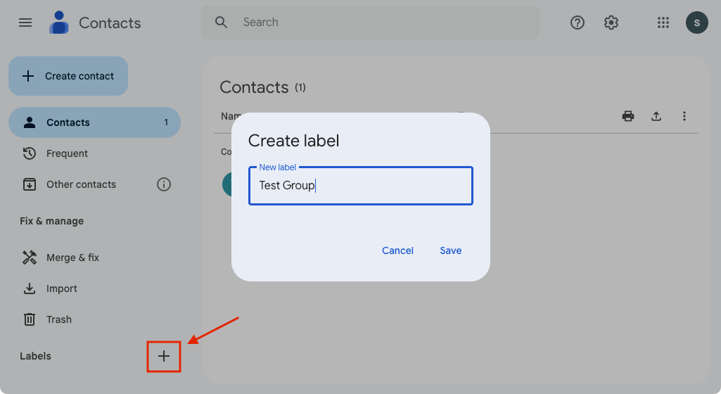 Create Labels in Google Contacts