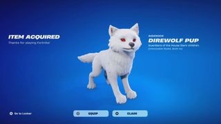 Fortnite Adds Direwolf Pup Sidekick From Game of Thrones Collaboration