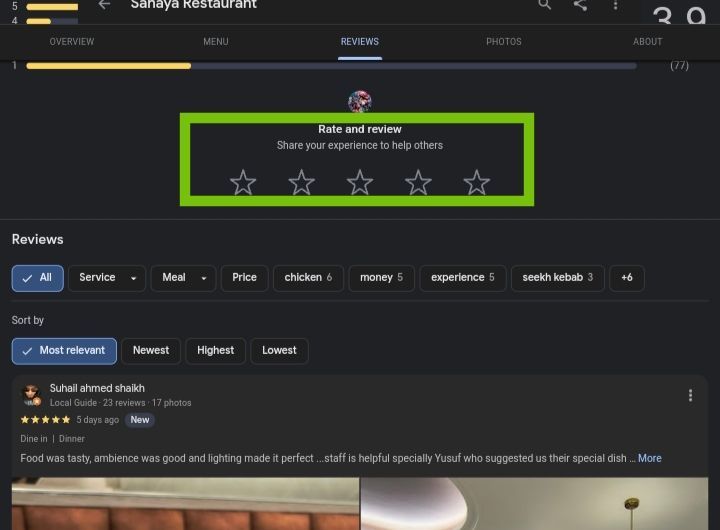 Give rating and write review on Google