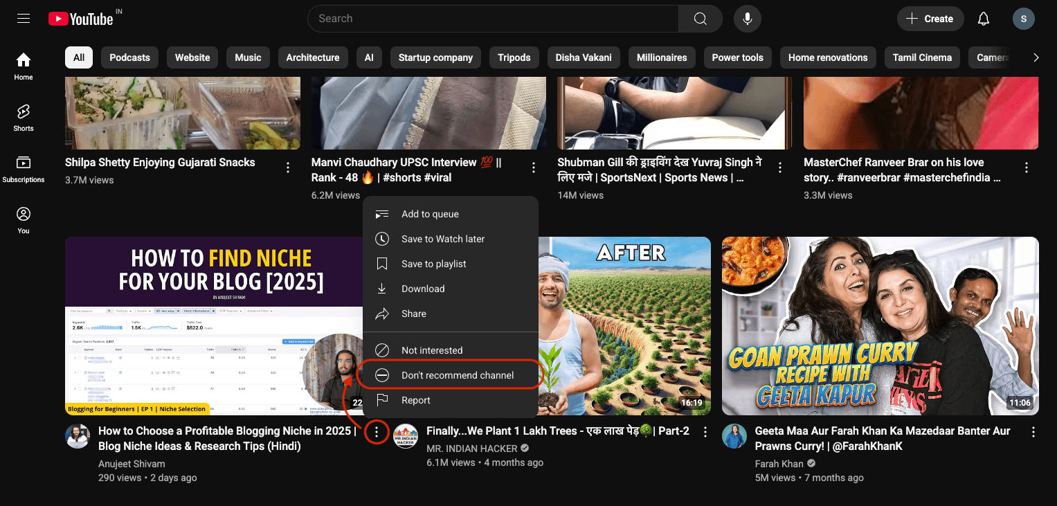 How do I block youtube channel
