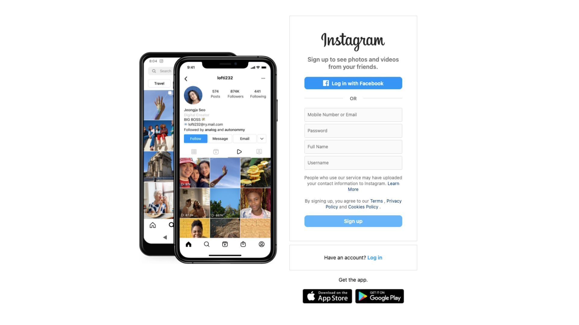 Instagram Signup - steps to create instagram account