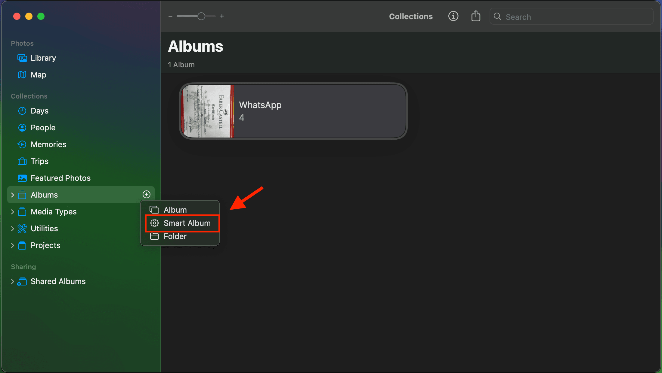Photo App on Mac - Create Smart Album