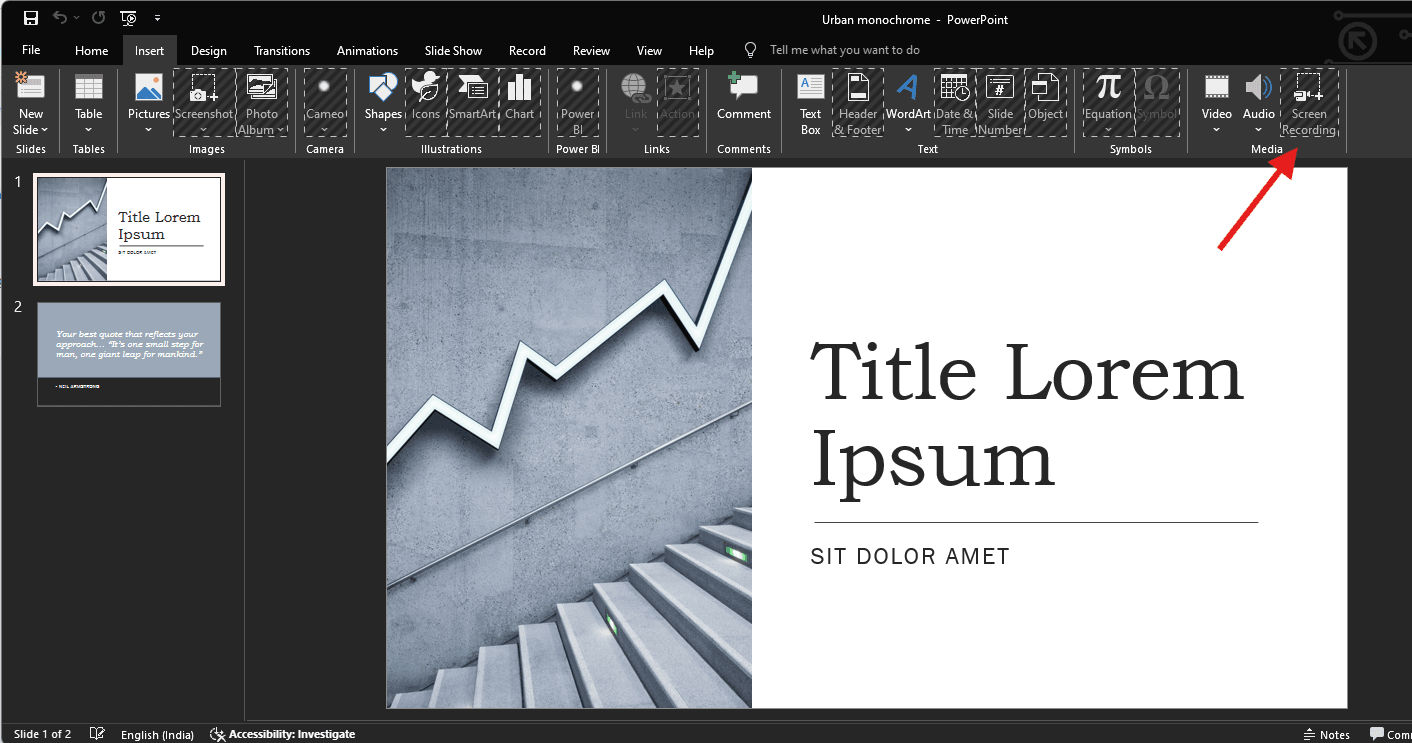 Powerpoint - How to screen record on Windows11?