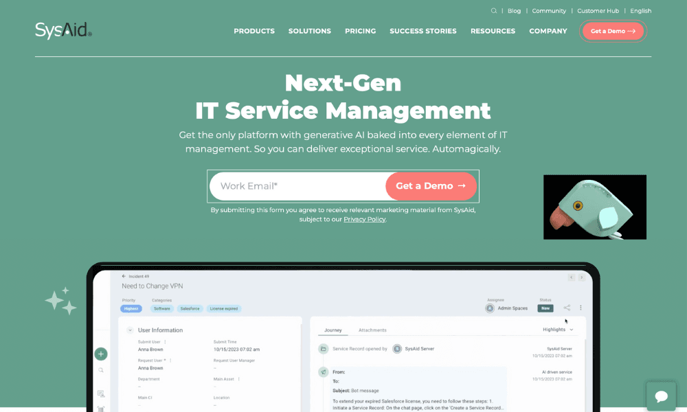 SysAid helpdesk software