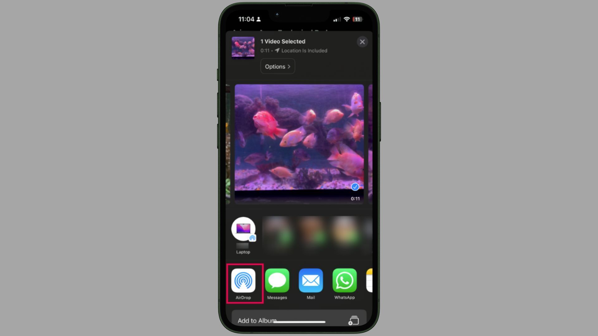 Transfer large files or videos via AirDrop