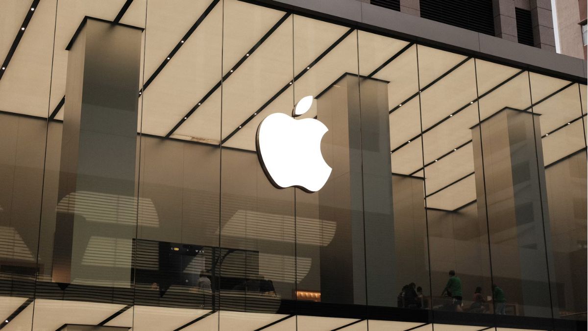 Apple logo on building